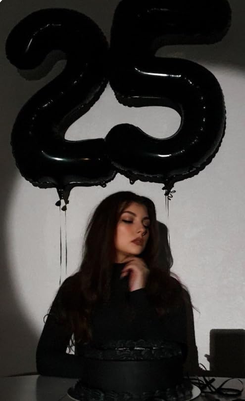 Black Number 25 Balloon, 40 Inch, Birthday Party Decorations, Anniversary & Graduation Supplies