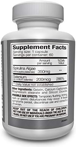 Boost Concentration, Memory and Energy with Premium Selenium + Spirulina - Premium Antioxidant Supplement for Brain Function - 120 Day Supply (120 Capsules) - (2-Pack)