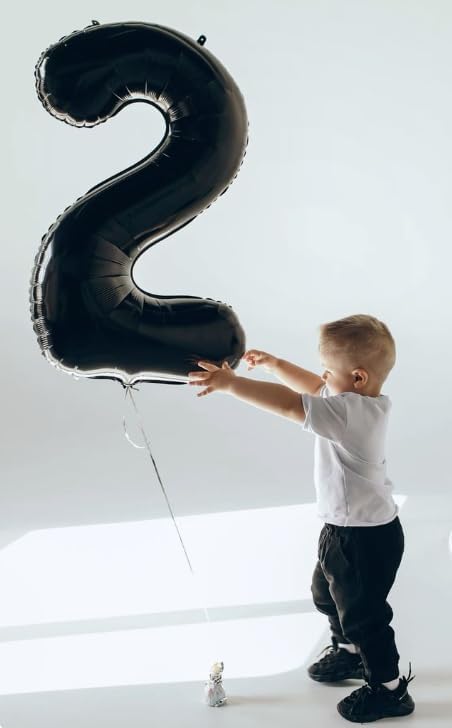 40 Inch Black Large Number 24 Birthday Balloon, Giant Numbers 24 42 Balloons, Foil Mylar Big Balloons for Anniversary Graduation Supplies Decorations
