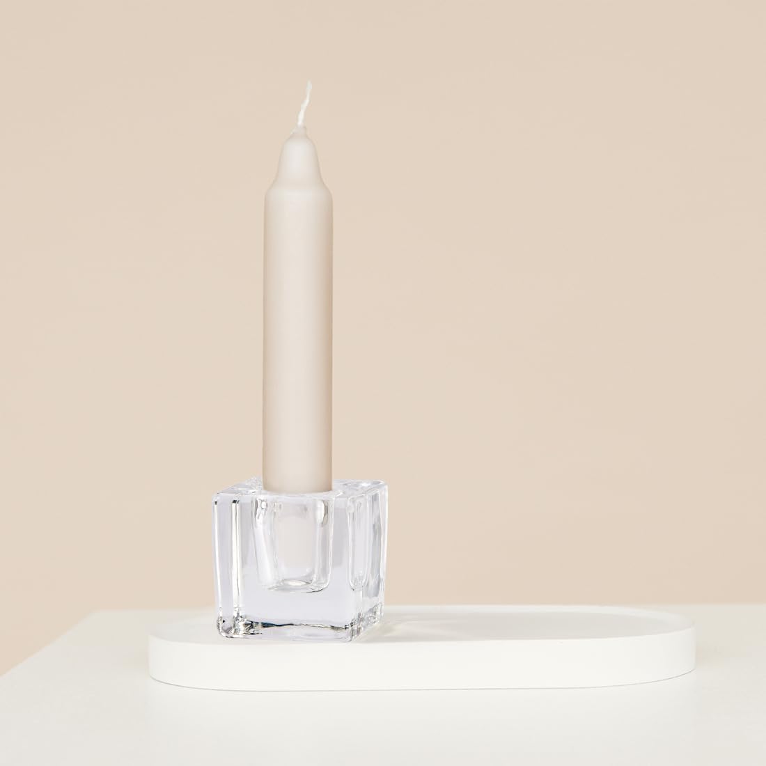 Glass Taper Candles Holders Bulk, Set of 24 Clear Glass Candlestick Holders for Christmas Festival Dinning Table