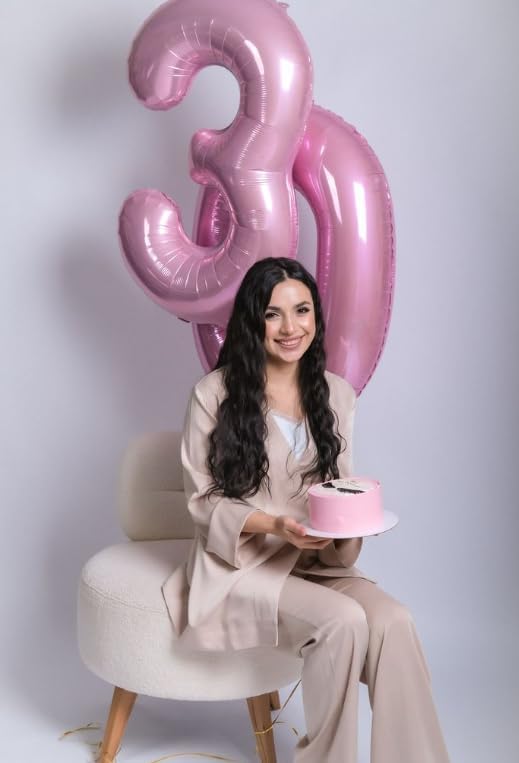Pearl Pink 40 Inch 0 Number Balloons, 0 Decorations for 10 20 30 40 50 60 70 80 90 100 Birthday, Pearlescent Pink Foil Giant Birthday Graduations Anniversary Party Balloon
