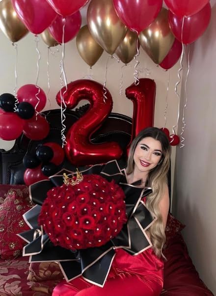 Red Number 7 Birthday Balloon 40 Inch, Digital Balloons for 7 17 27 70 77 Party Celebration Decorations Supplies, Mylar Foil Numbers Balloon for Seven Wedding Anniversary