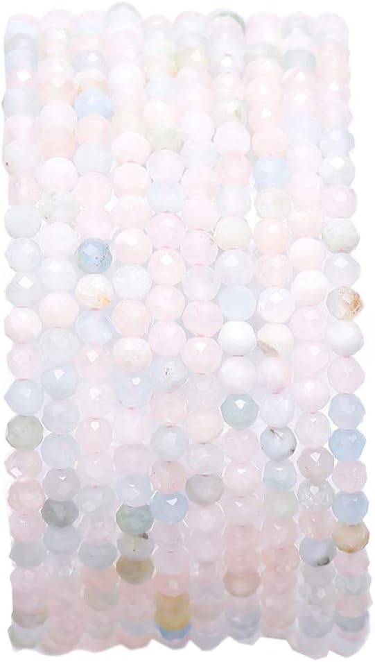 Faceted Natural Morganite Stone Round Loose Semi Gemstone Beads for Jewelry Making 3-3.5mm 38cm