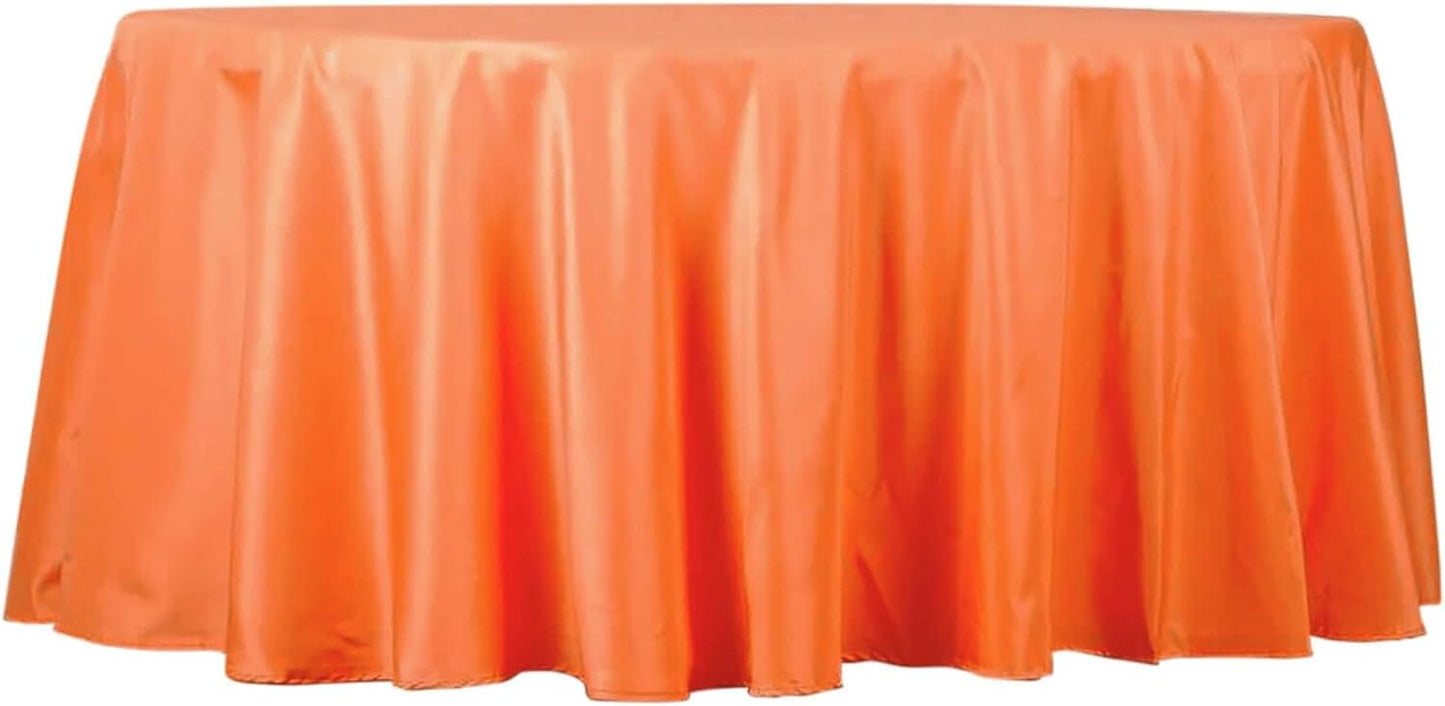 Efavormart Round Tablecloth, 132 Inch Stain & Wrinkle Resistant Washable Table Cloth, Decorative Polyester Fabric Table Cover for Banquet, Wedding, Dining- Orange