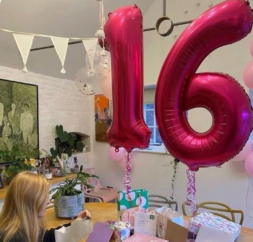 40 Inch Big Hot Pink Number 26 Balloon Birthday Decoration, Number 26 Helium Balloon 26 Celebration, Boy Girl Baby Anniversary Party Graduations Supplies Decorations