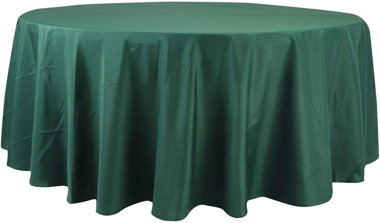 Efavormart Round Tablecloth, 108 Inch Stain & Wrinkle Resistant Washable Table Cloth, Decorative Polyester Fabric Table Cover for Banquet, Wedding, Dining- Hunter Green