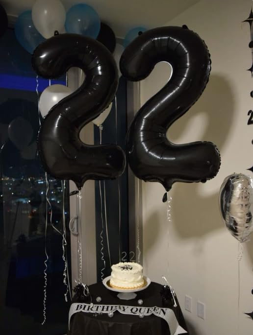 Black Number 27 Birthday Balloon 40 Inch, 27 72 Party Celebration Decorations Supplies, Mylar Foil Numbers Balloons for 27 72 Wedding Anniversary