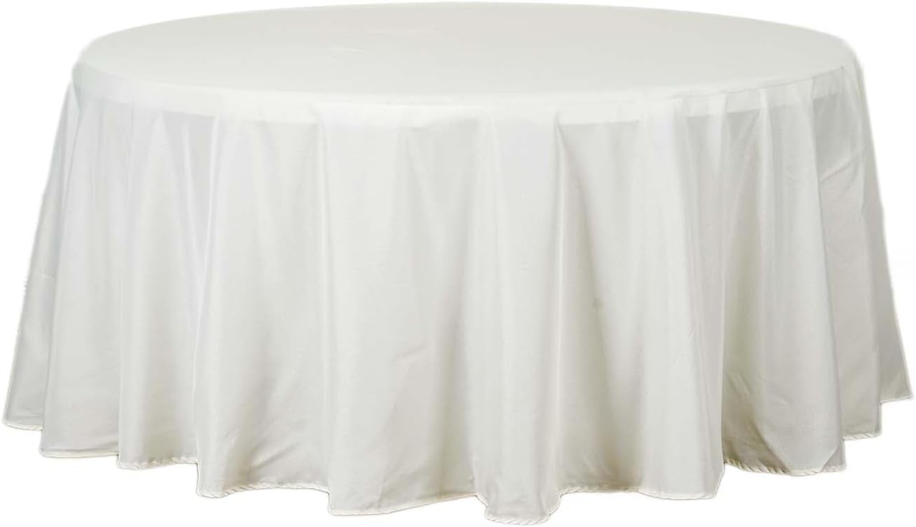 Efavormart Round Tablecloth, 120 Inch Stain & Wrinkle Resistant Washable Table Cloth, Decorative Polyester Fabric Table Cover for Banquet, Wedding, Dining - Ivory