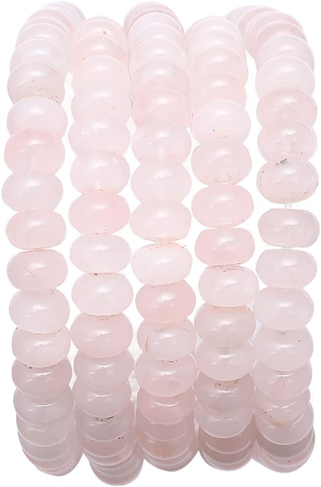 Natural Rose Quartz Crystal Stone Rondelle 5x8mm Loose Semi Gemstone Beads for Jewelry Making 38cm