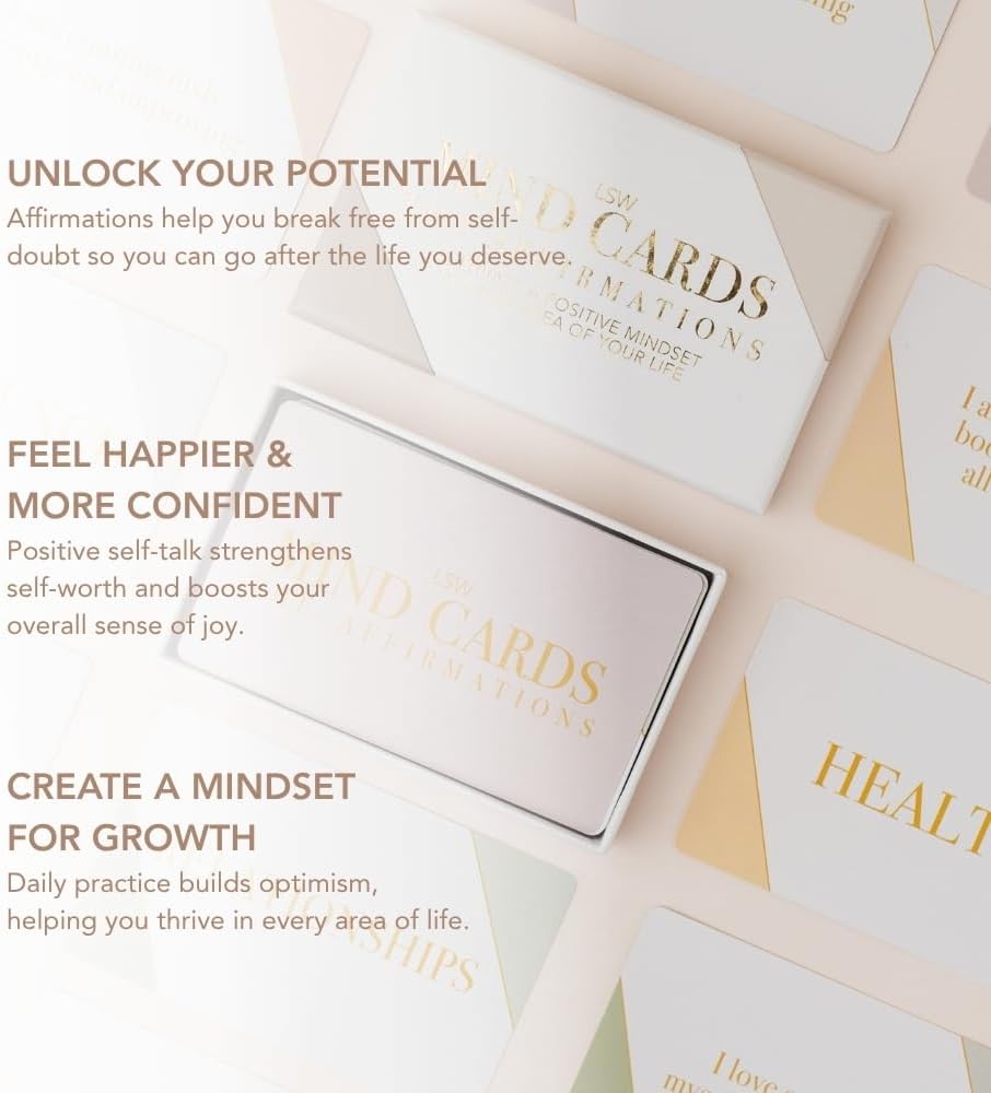 Affirmation Cards for Growth & Positive Mindset 50 Daily Mindful Manifests - Confidence, Career, Health, Relationships & Gratitude Inspirational Gifts for Women & Men