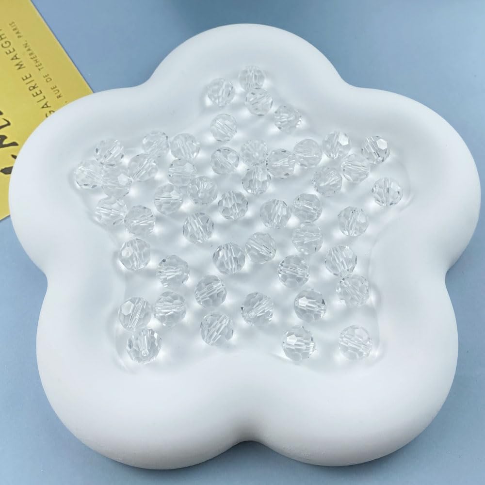 400 PCS 4mm Crystal Glass Beads Round Multiple Faceted Loose Spacer Glass Beads for DIY Handcrafte Bracelet Necklace Earring Jewelry Making(Transparent)