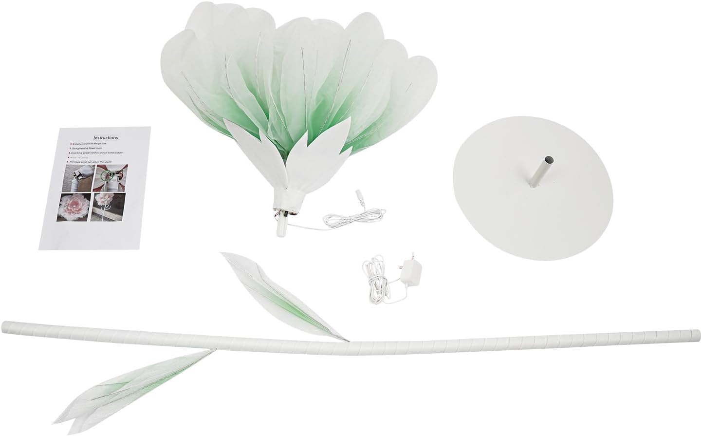 Wedding Giant Electric Artificial Flower, Auto Blooming Artificial Flowers with Lights, Large Peony Electric Flower Decor with Auto Open/Close for Home Wedding Party Decoration, Green