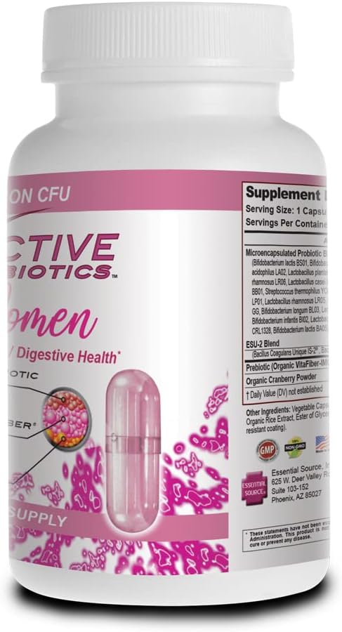 Triactive Biotics for Women - Probiotics for Women with 18 Strains, Organic VitaFiber Prebiotic & Cranberry to Digestive Support, Immune Defense, Urinary, Vaginal Health - 30 Capsules