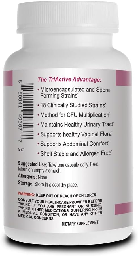 Triactive Biotics for Women - Probiotics for Women with 18 Strains, Organic VitaFiber Prebiotic & Cranberry to Digestive Support, Immune Defense, Urinary, Vaginal Health - 30 Capsules