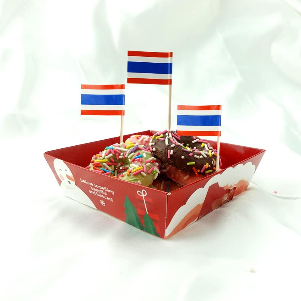 Thailand Flag Thai Flag, Small Mini Thailand Toothpick Flags for Food, Cupcakes, Cocktails, Appetizers, Bar Party Decorations