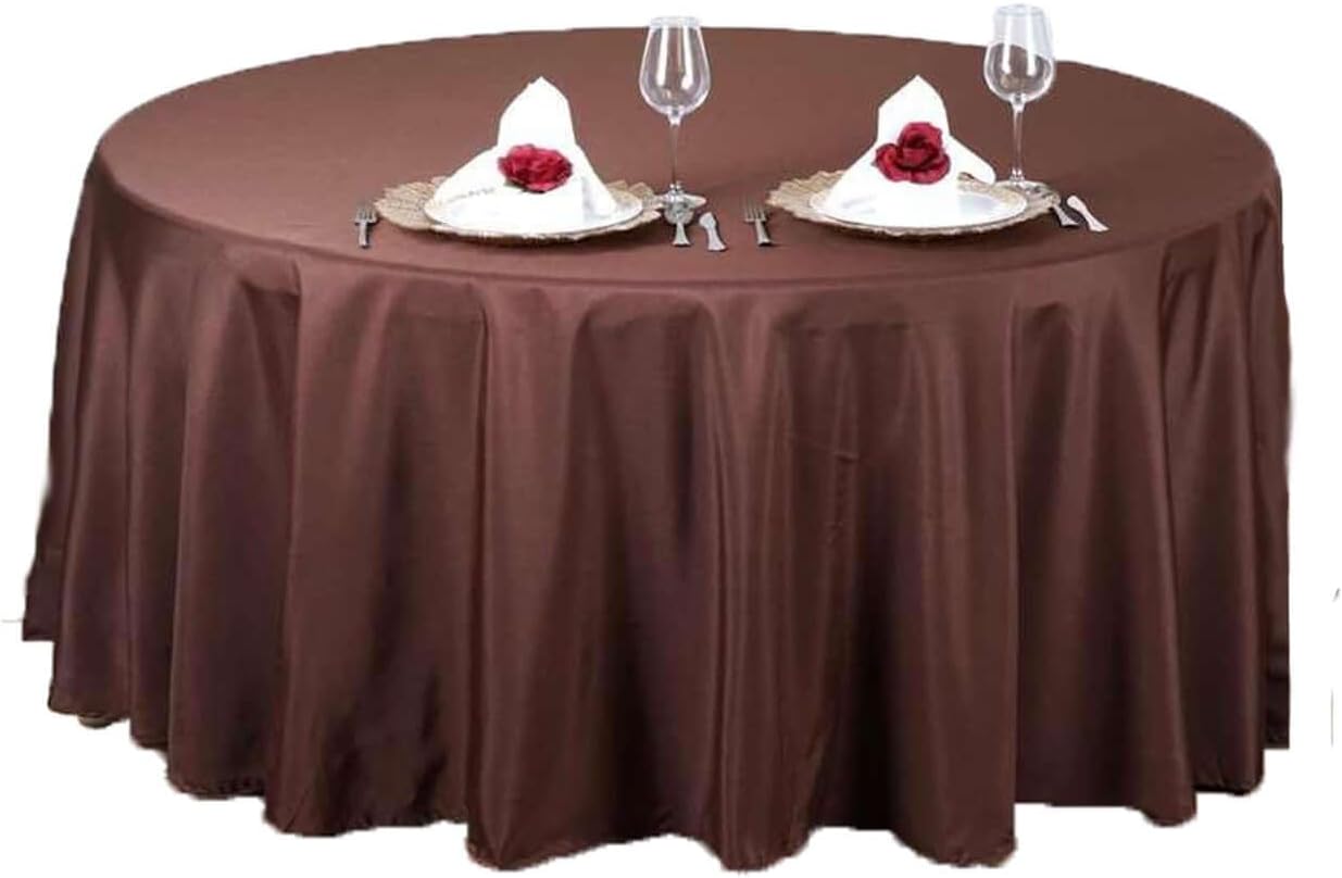 Efavormart Round Tablecloth, 108 Inch Stain & Wrinkle Resistant Washable Table Cloth, Decorative Polyester Fabric Table Cover for Banquet, Wedding, Dining- Chocolate