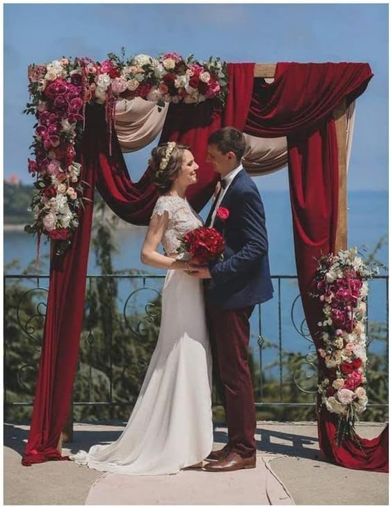 gogoparti Wedding Arch Draping Fabric Burgundy Arch Drapes Sheer Backdrop Curtain for Ceremony Parties Photo Booths Weddings Decor 19Ft Length x 28" Width 1 Panel