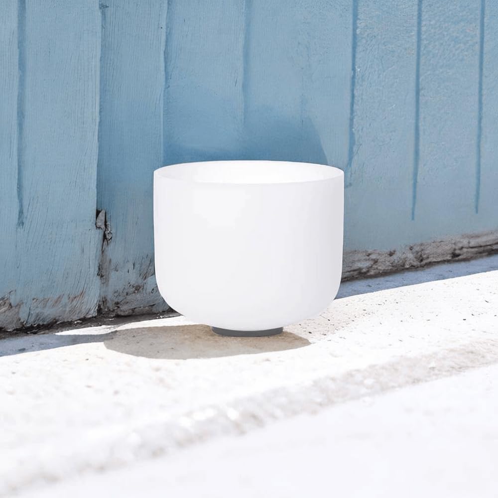 10 inch White E Note Solar Plexus Quartz Crystal Singing Bowl, for Healing Mindfulness Meditation Yoga Sound Baths, with Rubber Mallet O-ring