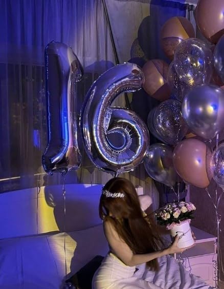 40 Inch Silver Mylar Foil Number 26 Birthday Balloon, Digital Balloons for 26 Boy Girl Party Decorations Supplies, Big Helium Balloon Numbers for 26 Men Women Anniversary