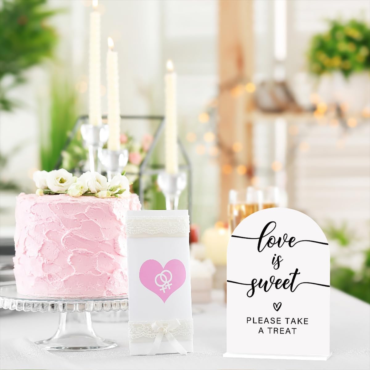 Acrylic Wedding Sign Love is Sweet Sign for Wedding Wedding Signs for Ceremony Modern Calligraphy Arch Acrylic Table Top Sign for Wedding Reception and Event Party Table(white)