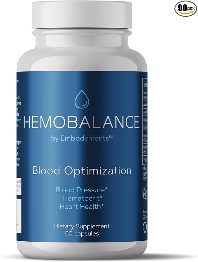 Complete Nutrition HemoBalance Blood Optimization Supplement, 60 Capsules, Supports Hematocrit Levels and Reduces Blood Viscosity