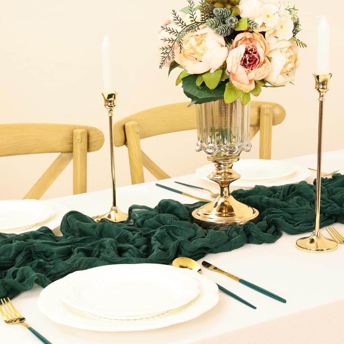 Emerald Green Table Runner Cheesecloth Table Runner 10FT Farmhouse Table Runners 120 Inches Fall Table Decor Dining Room Centerpiece Wedding Boho Baby Shower Birthday