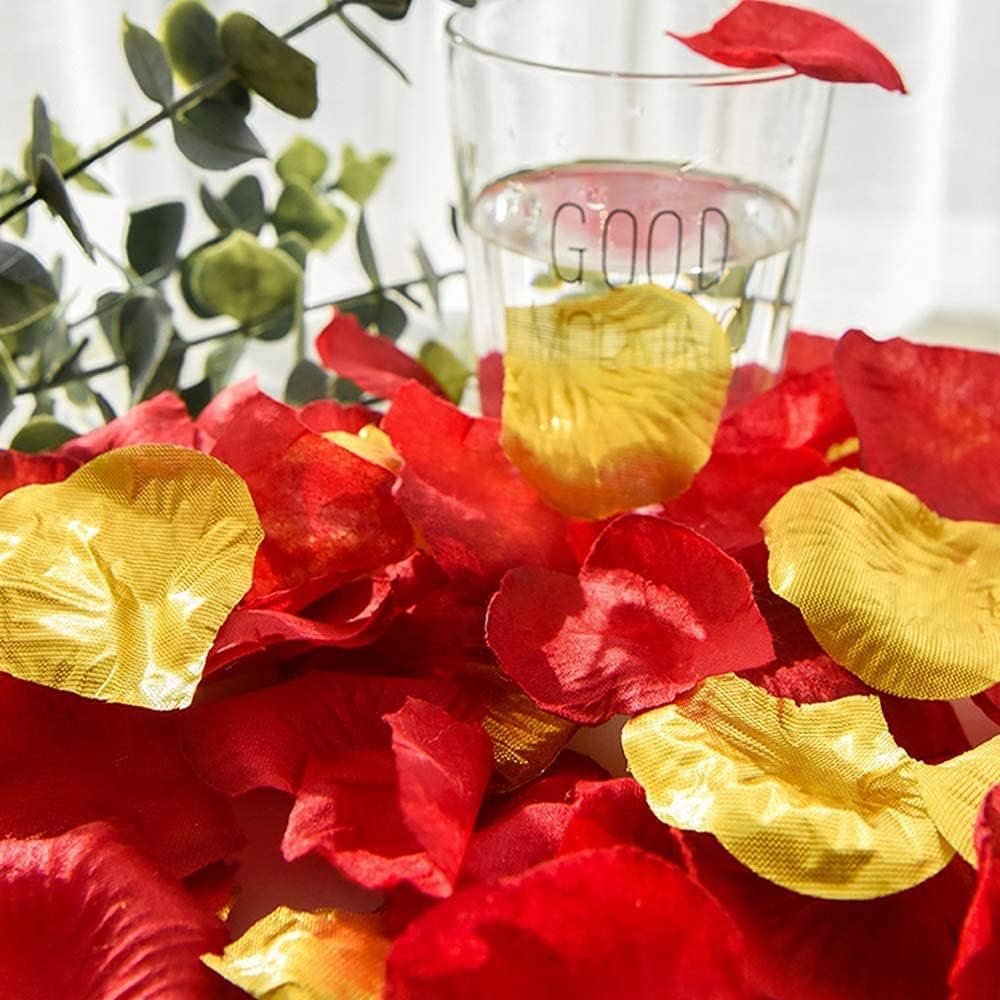 ocharzy 1000 PCS Red Rose Petals, Artificial Silk Flower Rose Petals, Fake Rose Petals for Wedding Decorations, Romantic Night, Valentine's Day, Proposal, Anniversary,Parties, Events