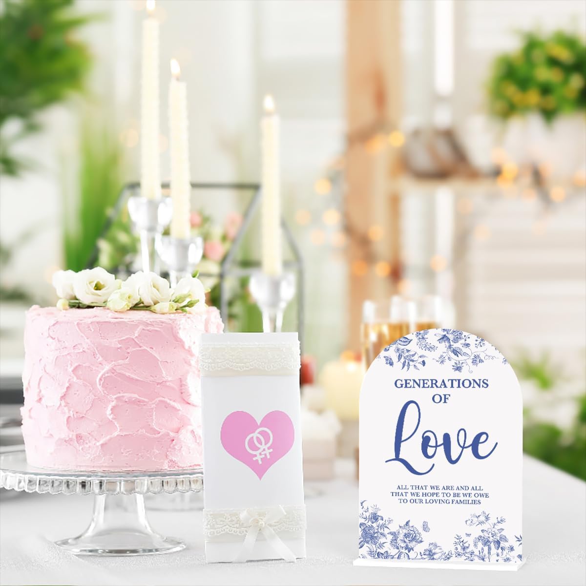 Acrylic Wedding Signs, Dusty Blue Wedding Decor, Blue Weddings Decor, Generations of Love Signs for Reception, Modern Calligraphy Arch Acrylic Table Top Sign for Weddings Parties Dinners (White)