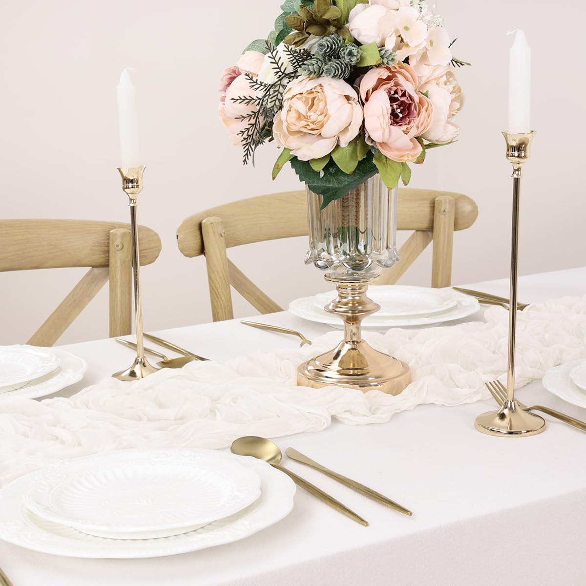 Ivory Table Runner Cheesecloth Table Runner 4 Pack 10FT Farmhouse Table Runners 120 Inches Fall Table Decor Dining Room Centerpiece Wedding Boho Baby Shower Birthday