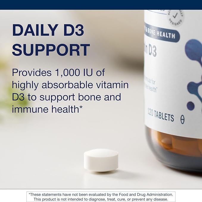 Metagenics Vitamin D3 1000 - Vitamin D Supplement - Bone Density & Immune Support* - Tooth Integrity* - Non-GMO & Gluten Free - 120 Tablets