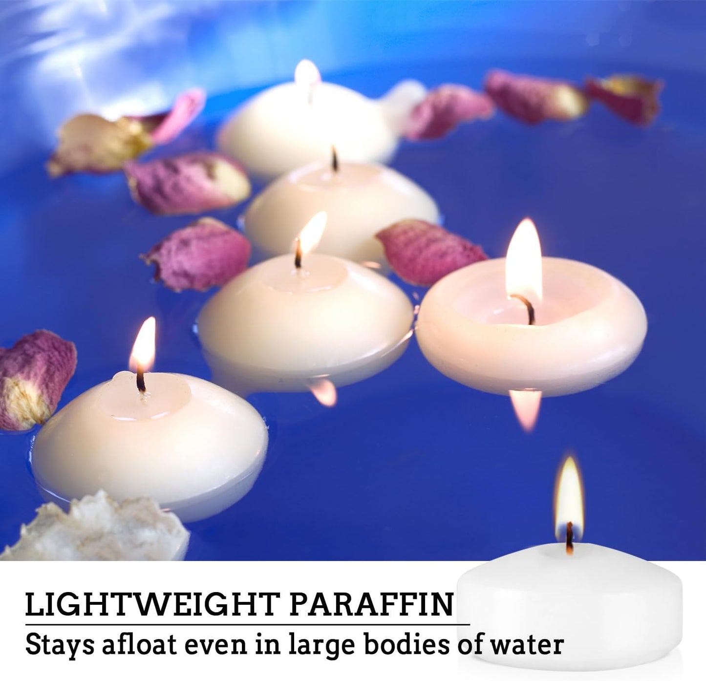 12 pcs Floating Candles, Smoke-Free and odorless, Burning continuously for 5-6 Hours, White, 2-inch Floating Candles, Suitable for Valentine's Day, Weddings, Holidays, Home Decoration
