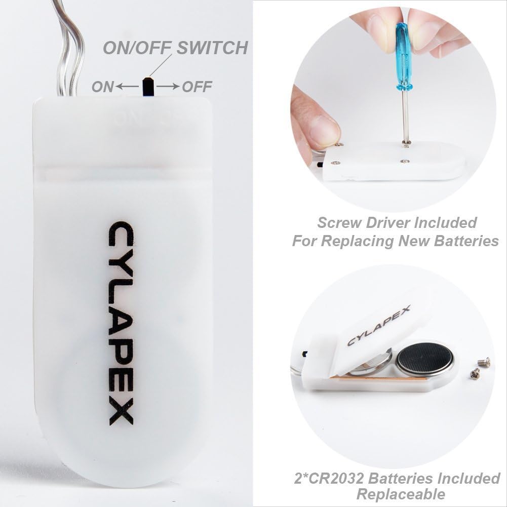 CYLAPEX 6 Pack Blue Fairy Lights Battery Operated Fairy String Lights Firefly Lights LED Starry String Lights 3.3ft 20 LEDs Silvery Copper Wire for Christmas DIY Decoration Costume Wedding Party