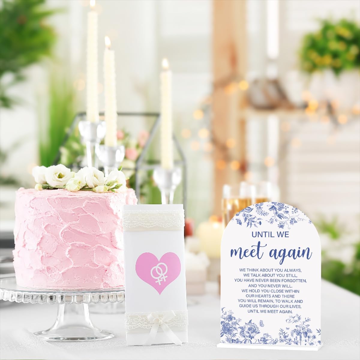 Acrylic Wedding Signs, Dusty Blue Wedding Decor, Blue Weddings Decor, Until We Meet Again Signs for Reception, Modern Calligraphy Arch Acrylic Table Top Sign for Weddings Parties Dinners (White)