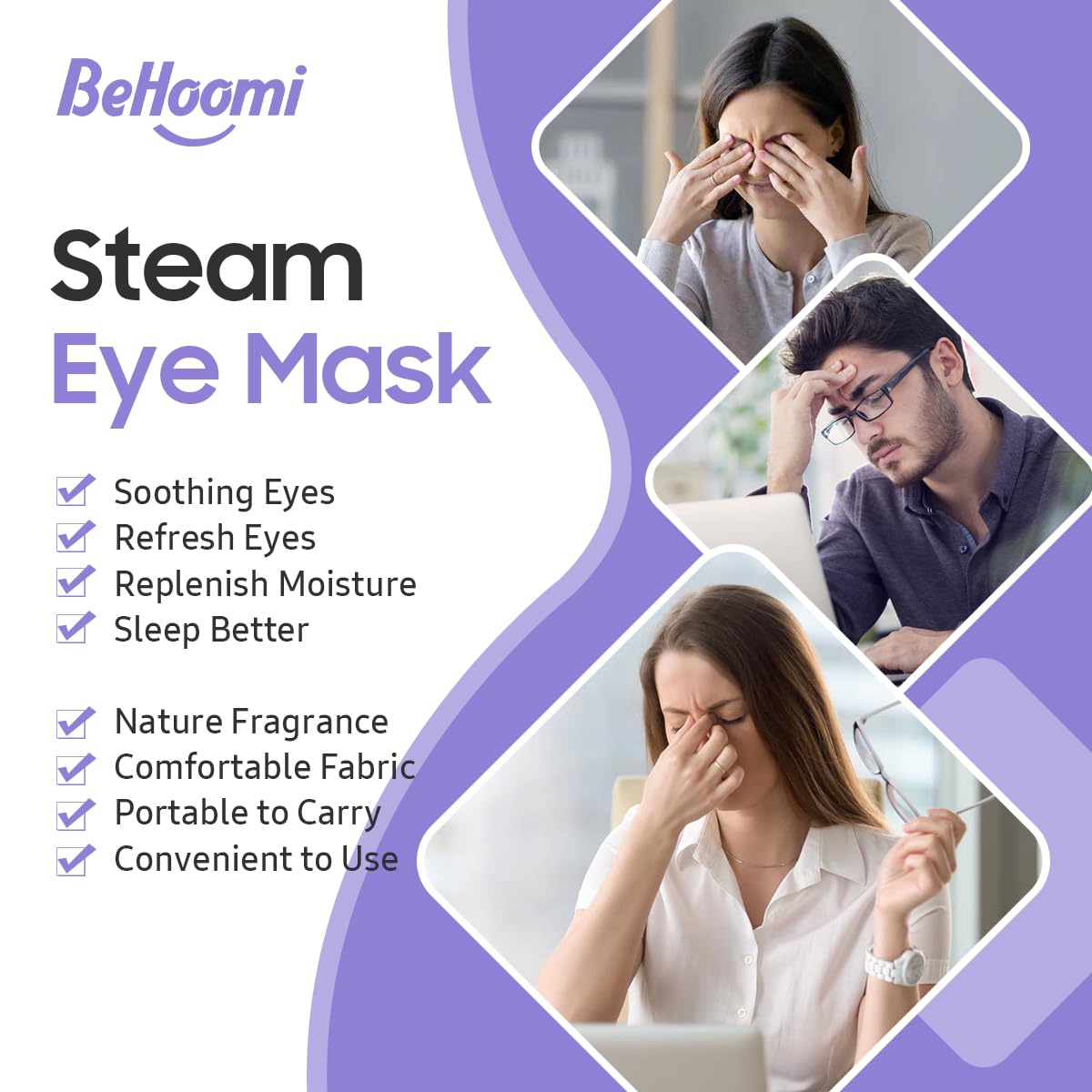 30Packs Steam Eye Mask, Heated Eye Mask Warm Compress for Eyes, Self Heating Warm Eye Masks Disposable Steam Mask for Home Sleep, Spa, Travel Essentials & Relaxation Gifts (Lavender)