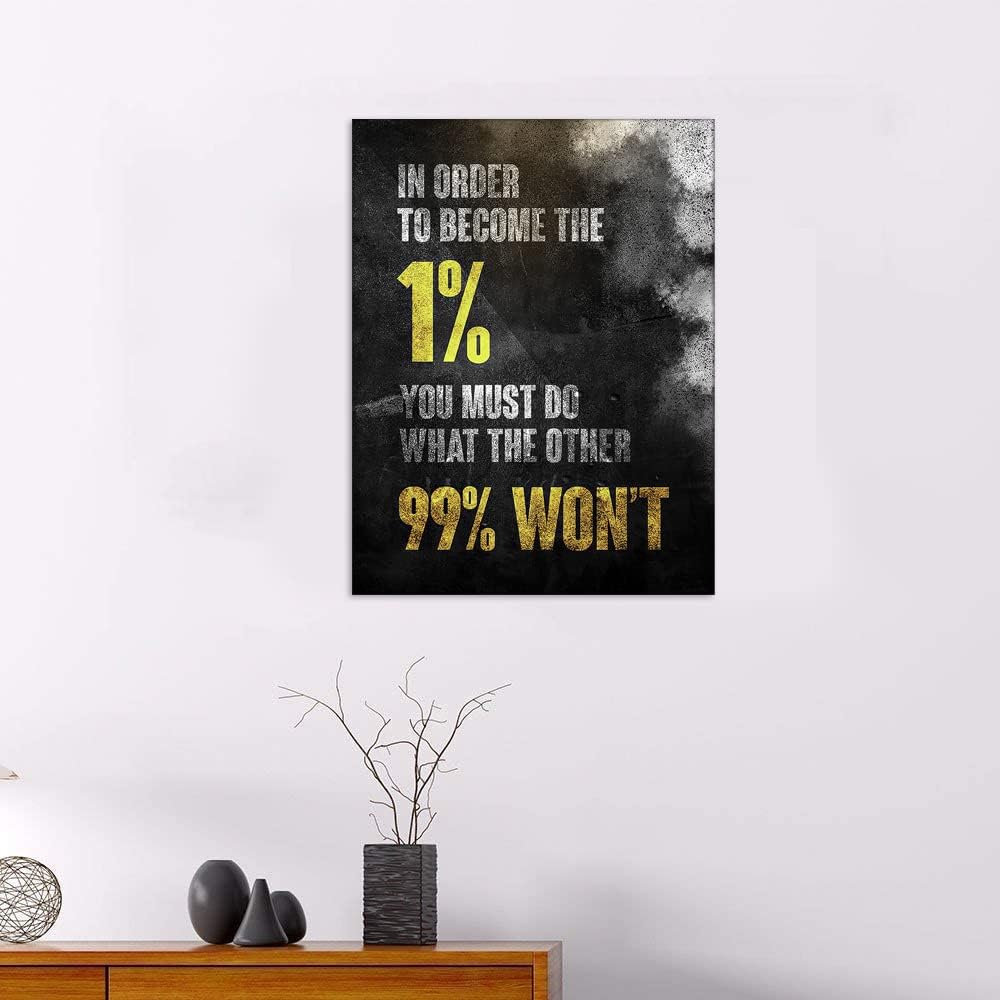 1% Entrepreneur Motivational Canvas Wall Art -Inspirational Office Wall Art Poster Quotes - Canvas Artwork Picture Print Framed for Home Office Bathroom Bedroom Wall Decor-16"x20"