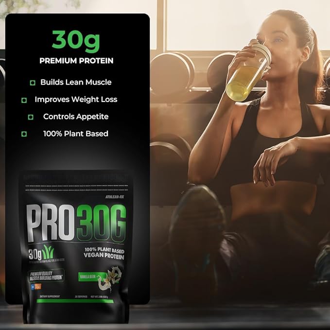 PRO 30G Vegan Protein Powder by ATHLEAN-X, Plant-Based Muscle Recovery & Growth Formula, Gluten-Free, NSF Certified for Sports, High Protein Supplement for Strength - Vanilla Bean