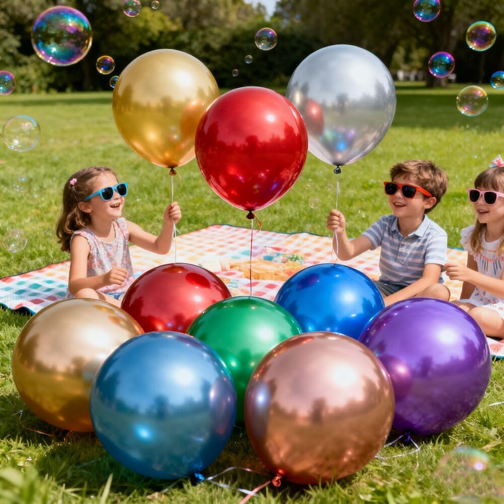 35 Pack Metallic Balloons 18 Inch Chrome Shiny Assorted Colors Latex Rainbow 7 Kinds Color Large Balloon for Birthday Wedding Bridal Baby Shower Supplies Party Decorations