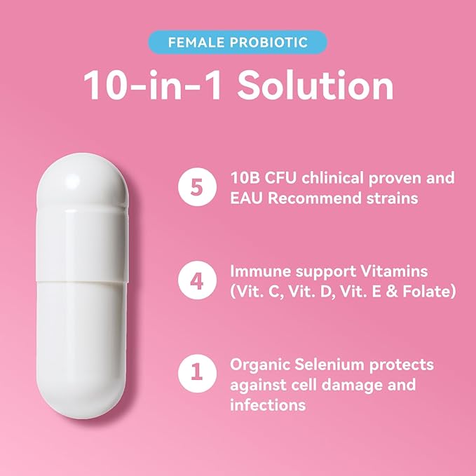 Gynable Vaginal Probiotic for Women- Female Probiotic for pH Balance,Upgraded to 10 Billion CFU Probiotics Odor Control, Yeast Balance, Promote Healthy Vaginal Flora & Feminine Health