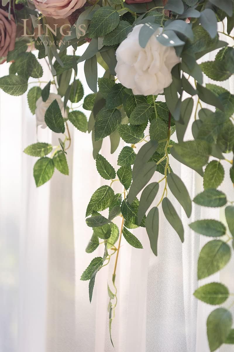 Ling's Moment 6.5FT Backdrop Floral Garland, Spring Artificial Wedding Arch Flowers Pink Decor, Blush Ceremony Reception Hanging Dusty Rose Arbor Arrangement Outdoor Party Swag Home Garden Decorations