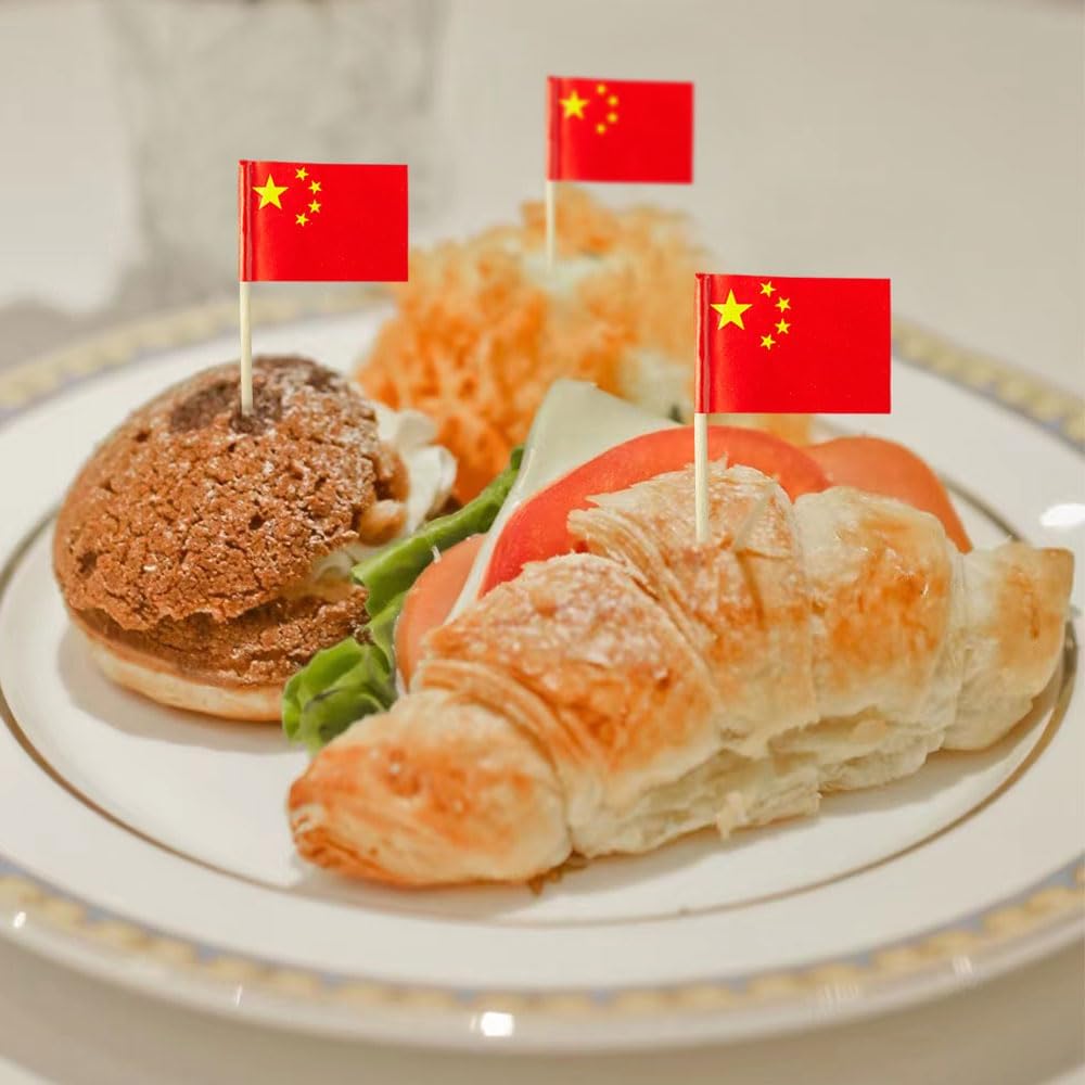 China Flag Chinese Flag, Small Mini China Toothpick Flags for Food, Cupcakes, Cocktails, Appetizers, Bar Party Decorations