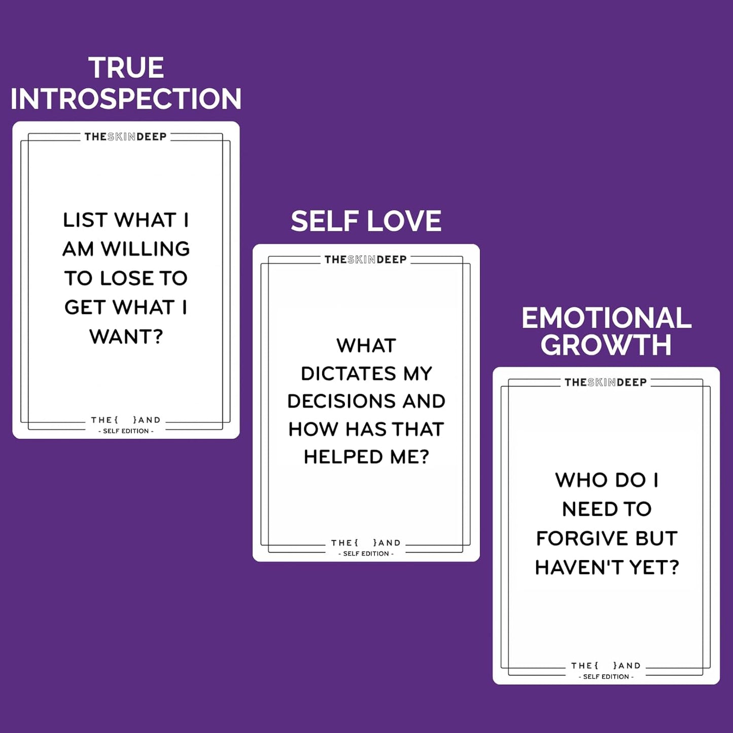 (The and) Self Love Edition - 199 Self Reflection Cards to Improve Self Awareness - Self Care Question Card Deck to Prompt Mindfulness & Meditation - Explore Identity for Women & Men by The Skin Deep