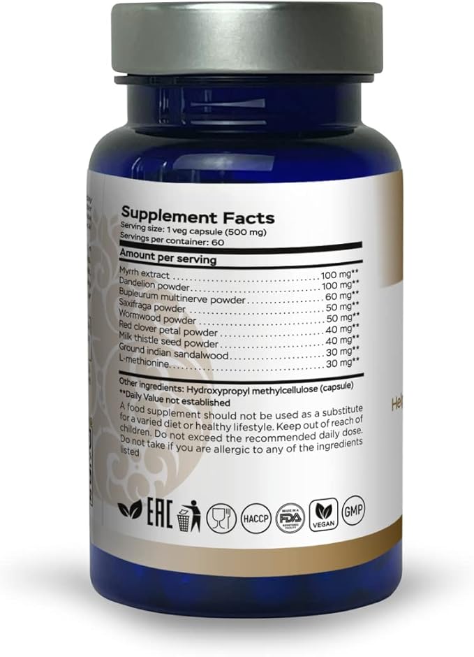 Hepa Gugull Liver Supplement for Much-Needed Liver Detox, Natural Liver Support Essential with Guggul Resin, Milk Thistle Powder and More, Promotes Overall Well-Being (60 Count (Pack of 1))