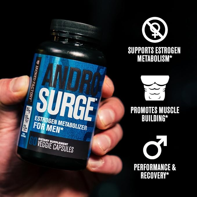Jacked Factory Androsurge Estrogen Blocker & Natural Testosterone Booster for Men (60 Capsules) & Primasurge Max Mens Testosterone Booster (90 Capsules)