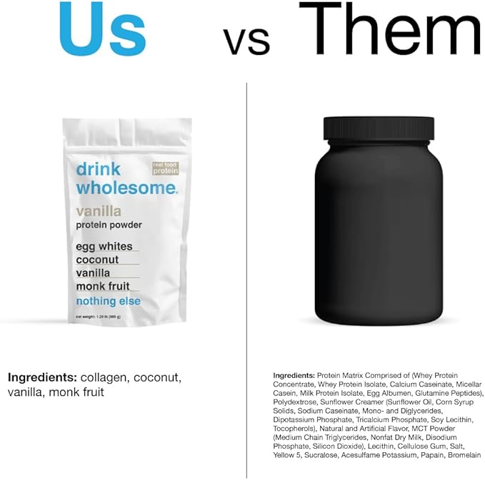 drink wholesome Vanilla Collagen Protein Powder | for Sensitive Stomachs | Gut Friendly | Additive & Dairy Free | No Artificial Sweeteners | No Bloating, Farts or Gas | No Constipation or Diarrhea