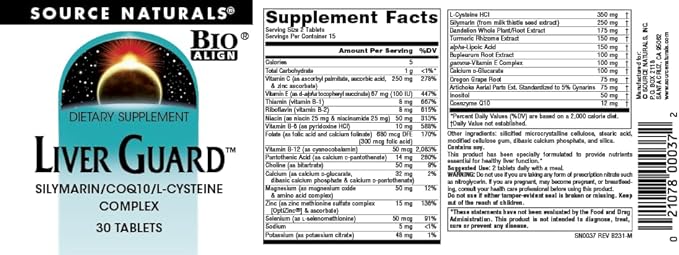 Source Naturals Liver Guard - Silymarin, CoQ10, N-Acetyl Cysteine Complex - 30 Tablets