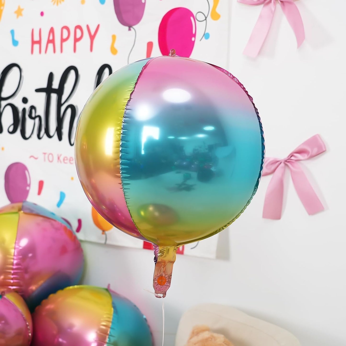 12Pcs Gradient Color Round Foil Balloons, 22" 15" 10" Rainbow Helium Ball Balloon, Metallic Colorful Foil Balloon for Kids Birthday Graduation Wedding Anniversary Prom Party Decorations