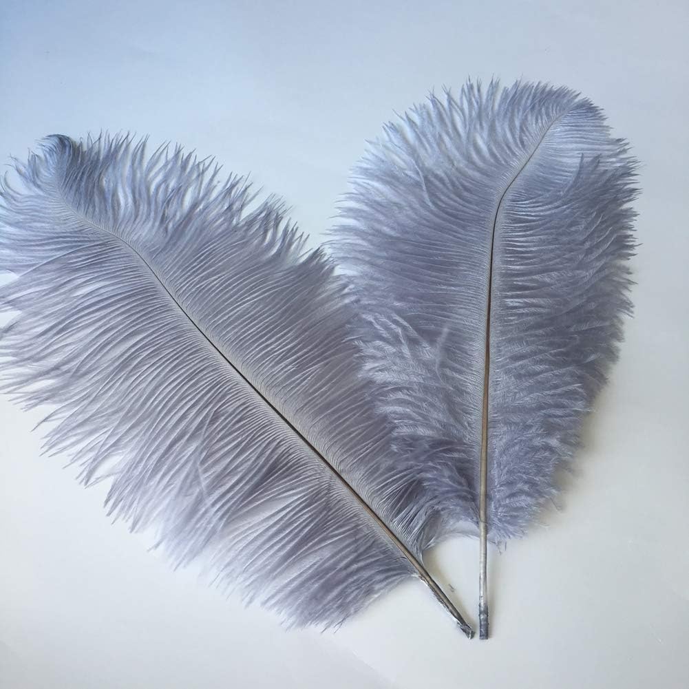 Sowder 16-18inch(40-45cm) Ostrich Feathers Plume for Wedding Centerpieces Home Decoration Pack of 10pcs(Grey)