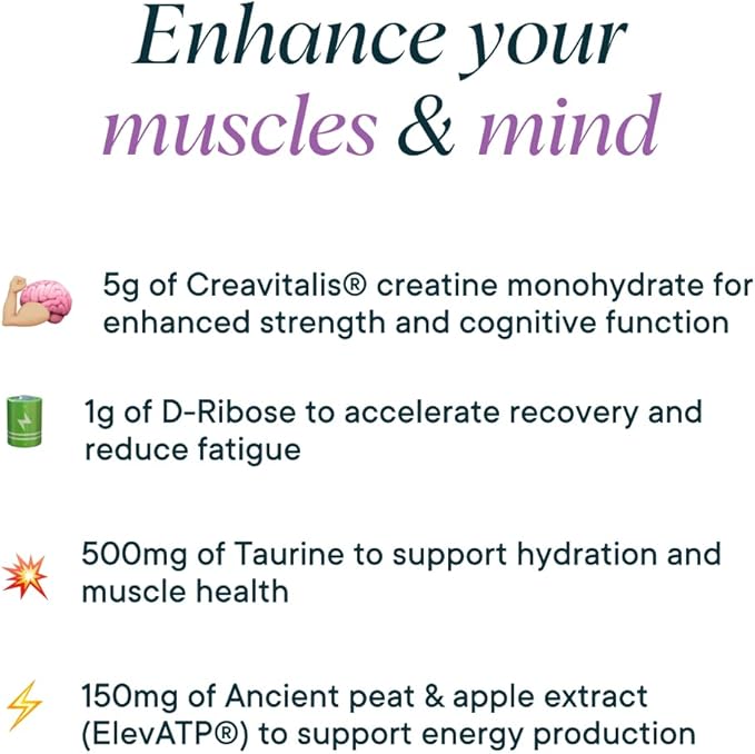 Ora Organic Creatine Monohydrate Powder - German-Sourced Creavitalis for Strength, elevATP for Energy, D-Ribose & Taurine for Recovery - Creatine for Women & Men - Acai Berry Flavor, 30 Servings