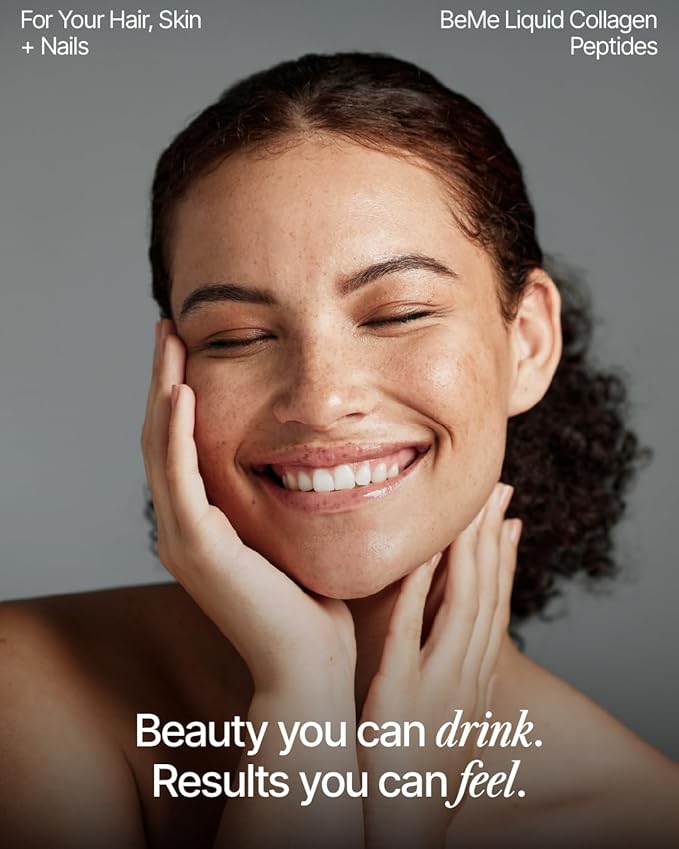 BeMe Liquid Collagen Drink for Radiant Skin, Strong Hair & Nails – VERISOL Collagen Peptides with Biotin, CoQ10 & Vitamin C – 98% Bioavailability for Fast Results – Beauty Supplement (30 Sachets)
