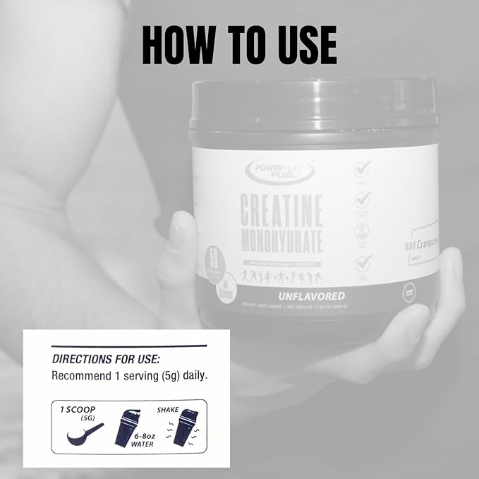 CREATINE Monohydrate Powder – Supports Energy, Brain & Muscle Health, and Recovery for Men & Women - Gluten & GMO Free, Soy Free, Sport Certified – Unflavored, 250 G, 50 Servings